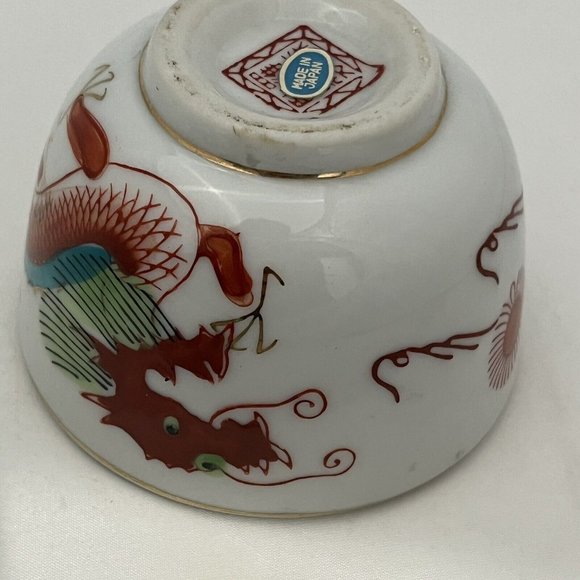 Made In Japan Painted Dragon Restaurant Ware Used Sake Cup Bowl - Picture 12 of 16